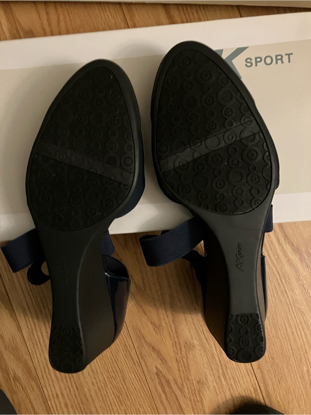 Anne Klein Navy Crisscross Strap Wedge - Picture 6 of 6
